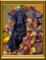 Hand-painted portrait of Rico the Therapy Dog by Karen Sperling based on a photograph by Celebrity Pet Photographer Richie Schwartz.