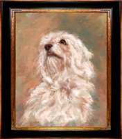 Hand-painted dog portrait by Karen Sperling based on a photo by Kat Meezan.