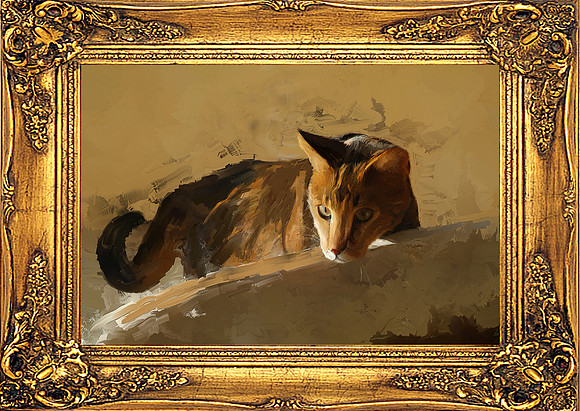 Hand-painted  cat portrait by Karen Sperling based on her photo.